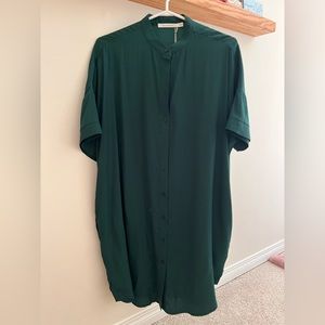 Ellison button down green shirt dress - size M